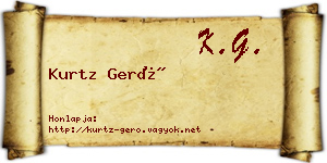 Kurtz Gerő névjegykártya